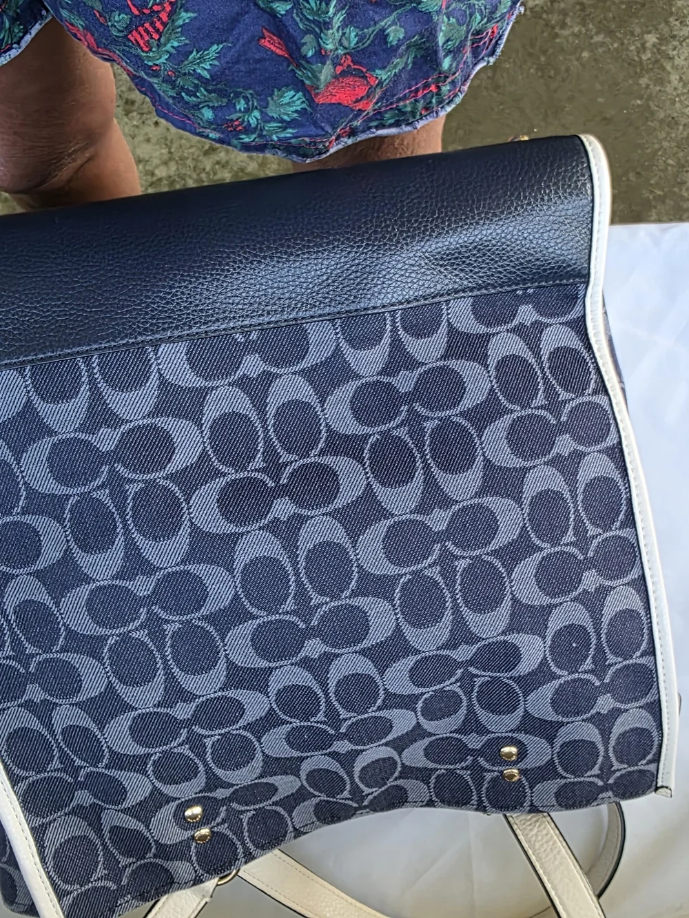 COACH New York Navy & White Signature Canvas Tote